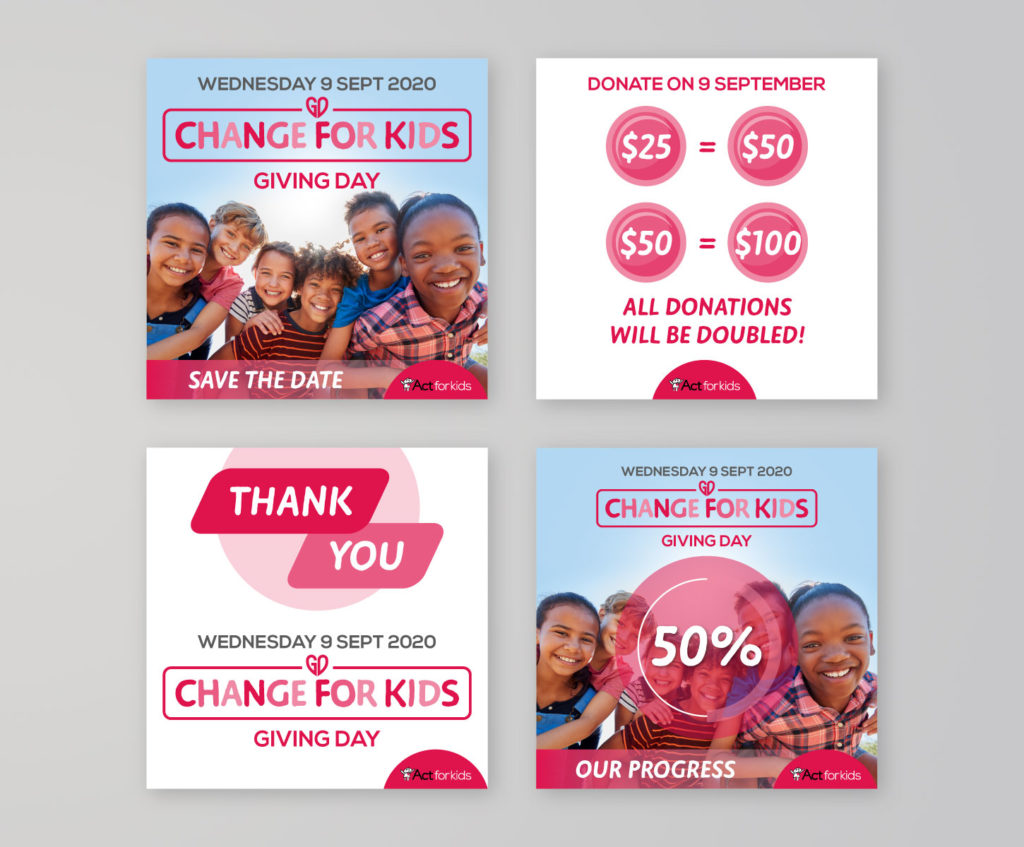 Act for Kids Giving Day campaign social media images